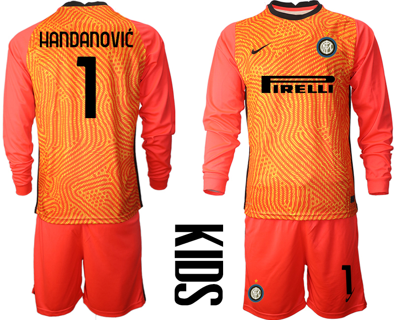 2021 Internazionale red goalkeeper long sleeve youth #1 soccer jerseys->youth soccer jersey->Youth Jersey